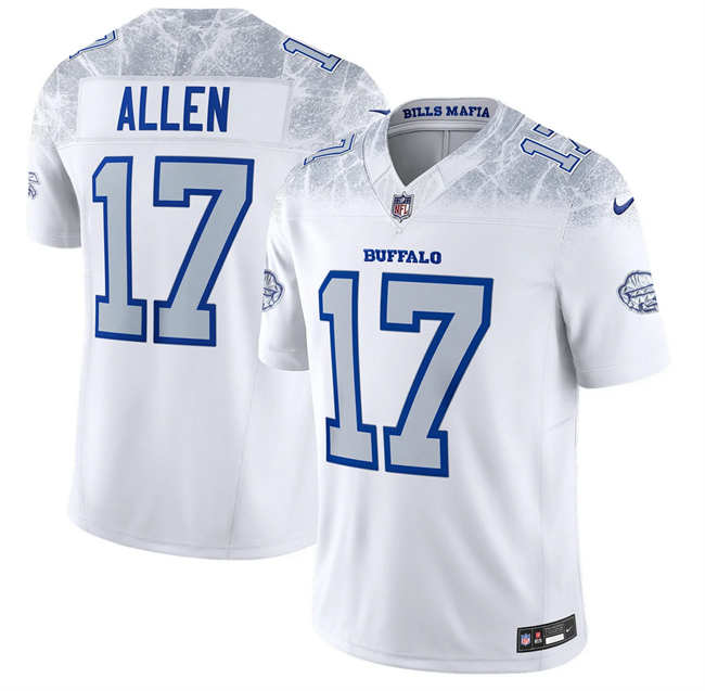 Men's Buffalo Bills #17 Josh Allen White 2025 F.U.S.E. “Rivalries” Vapor Untouchable Limited Stitched Football Jersey